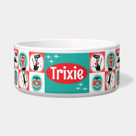 レトロクリスマス猫のフードボウル カスタマイズ可能 ボウル