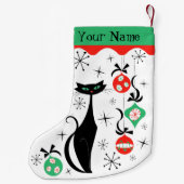 レトロクリスマス猫名の両面 スモールクリスマスストッキング (裏面)