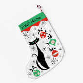 レトロクリスマス猫名の両面 スモールクリスマスストッキング (裏面 (吊り時))