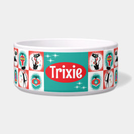 レトロクリスマス猫用フードボウル カスタマイズ可能 ボウル