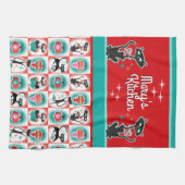 レトロクリスマス猫 – カスタマイズ可能 キッチンタオル (横)