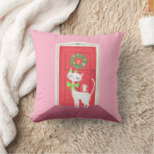 レトロクリスマス白猫とマウス | クッション (ブランケット)