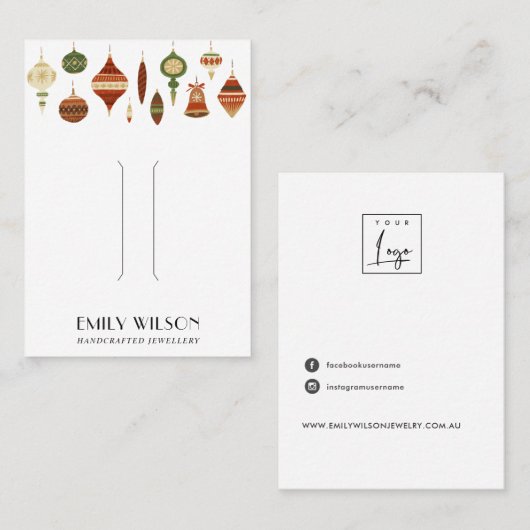 レトロクリスマス装飾用ヘアクリップ表示カード 名刺 (正面/裏面)