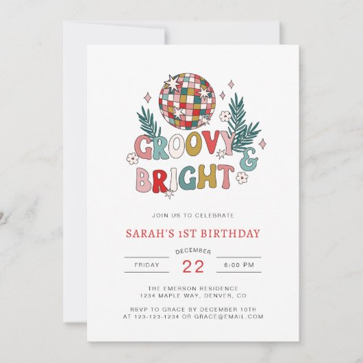 レトロクリスマス誕生日 招待状 (正面)