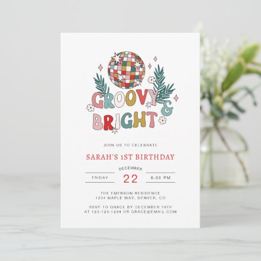 レトロクリスマス誕生日 招待状 (スタンド正面)