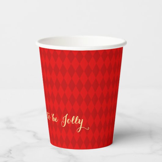 レトロクリスマス赤いパターンこの季節すてき 紙コップ (裏面)