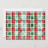 レトロクリスマス赤と緑の格子模様の家族写真 シーズンカード (裏面)