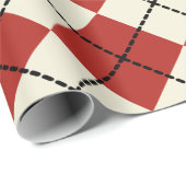 レトロクリスマス赤アーガイルギフト包装紙 ラッピングペーパー (ロールコーナー)