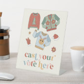 レトロクリスマス醜いセーターのコンテスト投票サイン 台座サイン (インサイチュ)