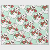 レトロクリスマス雪だるま包装紙 ラッピングペーパー (フラット)