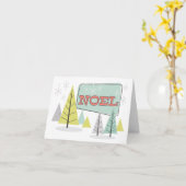 レトロクリスマス1958グリーティングカード – パーソナライズ カード (黄色い花)