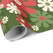レトロクリスマス60s 70s花柄ママ ラッピングペーパー (ロールコーナー)