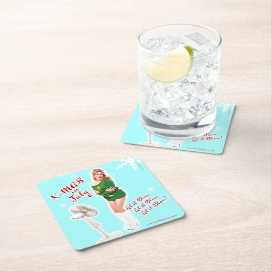 レトロクリスマス7月飲料用コースター スクエアペーパーコースター (インサイチュ)