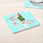 レトロクリスマス7月飲料用コースター スクエアペーパーコースター (アングル)