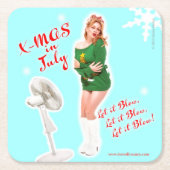 レトロクリスマス7月飲料用コースター スクエアペーパーコースター (正面)