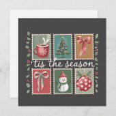 レトロクリスマス イブの季節 ほっこり冬のサンタクロース シーズンカード (正面/裏面)