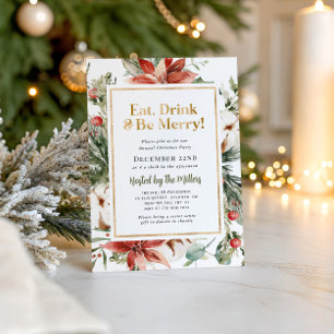 レトロクリスマス ゴールド クリスマスパーティー 招待状