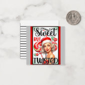 レトロクリスマス スイート＆ツイステッド ピンアップ ノートカード (正面/裏面インサイチュ)