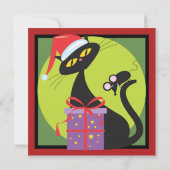 レトロクリスマス ブラックキャット ブラックマウス 招待状 (裏面)