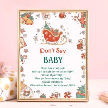 レトロクリスマス"ベビーを言わない"赤ちゃんシャワーゲーム