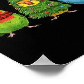 レトロクリスマス ラブバード パロット サンタ トナカイ ポスター (角)