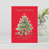 レトロクリスマス – 古いファッションドクリスマスツリー シーズンカード (スタンド正面)