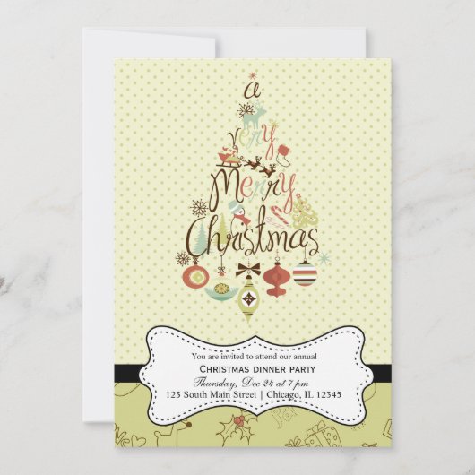 レトロクリスマス 招待状 (正面)