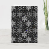 レトロクリスマス 熊 真夜の雪景色 カード (裏面)