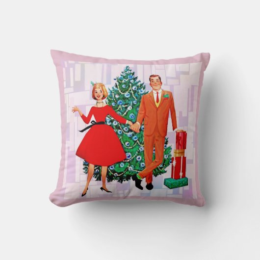 レトロクリスマス 1950年代 カップル 枕 (正面)