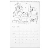 レトロクリップアートアダルトカラーリングブック カレンダー (3月 2026)