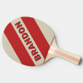 レトロクリムゾンはっきりした三ストライプつの名前 卓球ラケット (横)