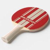 レトロクリムゾンストライプボード名 卓球ラケット (正面アングル)