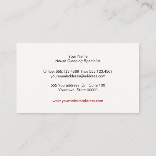 レトロクリーニングサービスのグレーと赤 名刺 (裏面)