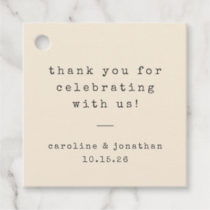 レトロクリームタイプライターカスタムウェディングサンキュー フェイバータグ