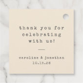 レトロクリームタイプライターカスタムウェディングサンキュー フェイバータグ (裏面)