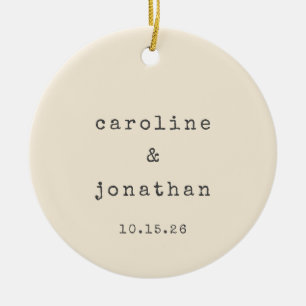 レトロクリームタイプライターカスタムウェディングフォト セラミックオーナメント
