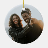 レトロクリームタイプライターカスタムウェディングフォト セラミックオーナメント (裏面)