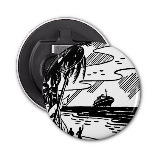 レトロクルーズ船ボタン 栓抜き (正面)