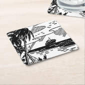 レトロクルーズ船 スクエアペーパーコースター (アングル)