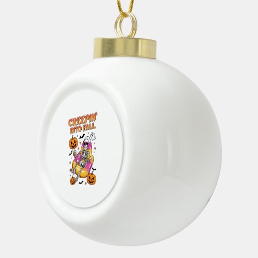 レトロクレープイン秋ハロウィーン セラミックボールオーナメント (右)