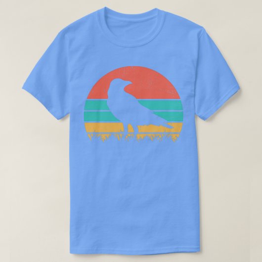 レトロクロウヴィンテージカラス鳥の恋人のギフト女性男性 Tシャツ (デザイン正面)