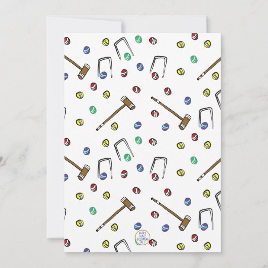 レトロクロケハンド図解入りの、写真付きの名門私立校風の誕生日 招待状 (裏面)