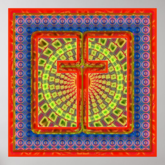 レトロクロスポスタープリント ポスター (正面)