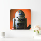 レトロクロップトイロボット02 スクエア壁時計 (ホーム)