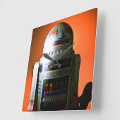 レトロクロップトイロボット02 スクエア壁時計 (傾斜)