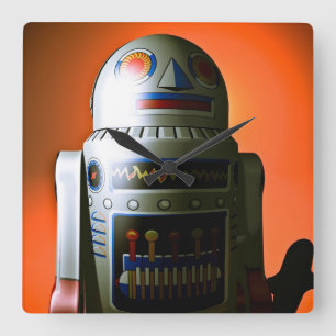 レトロクロップトイロボット02 スクエア壁時計