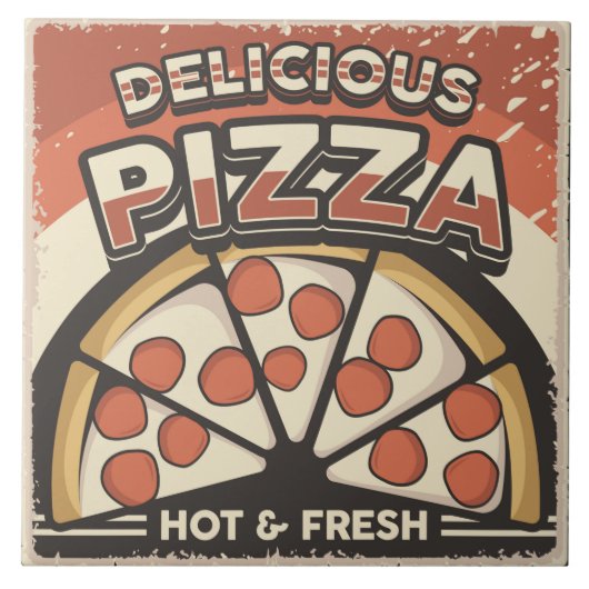 レトロクールなピザのホームビジネスの創作 タイル (正面)