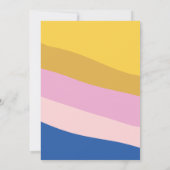 レトロクールなモダンストライプ 青 黄色 バットミツバ 招待状 (裏面)