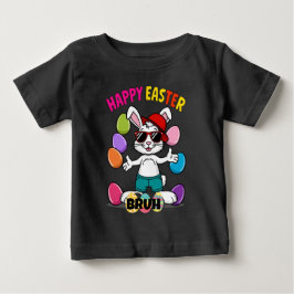 レトロクールイースターバニー「ハッピーイースターブラ」 ベビーTシャツ