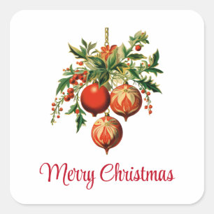 レトロクールクリスマスツリーの装飾 スクエアシール